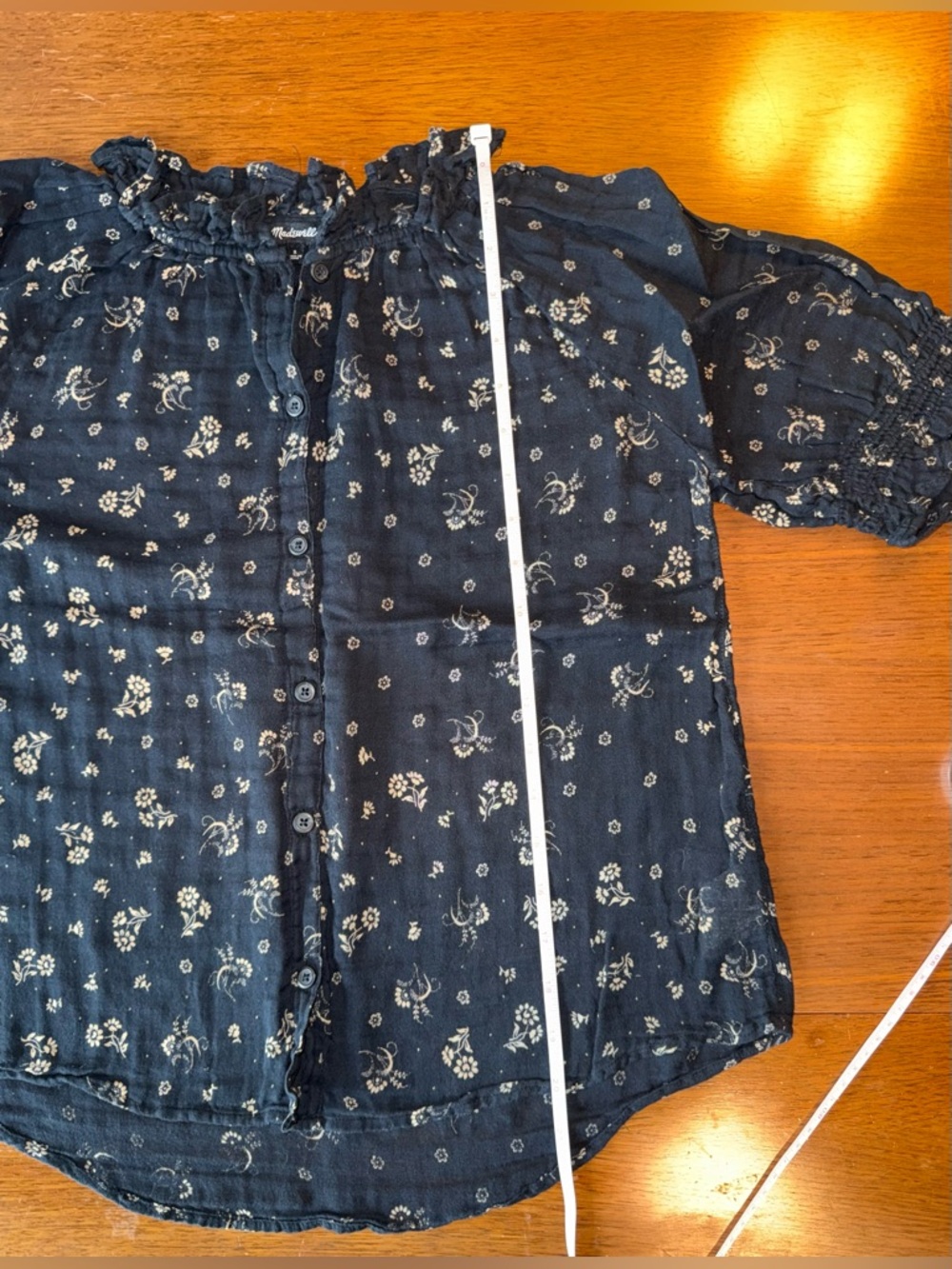 Madewell Black Blouse with Gold Floral Print - Picture 5 of 11